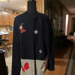 3X Navy blue Christmas button down jacket